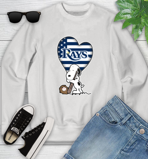 Tampa Bay Rays MLB Baseball The Peanuts Movie Adorable Snoopy Youth Sweatshirt