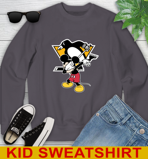 Pittsburgh Penguins NHL Hockey Dabbing Mickey Disney Sports Youth Sweatshirt 6