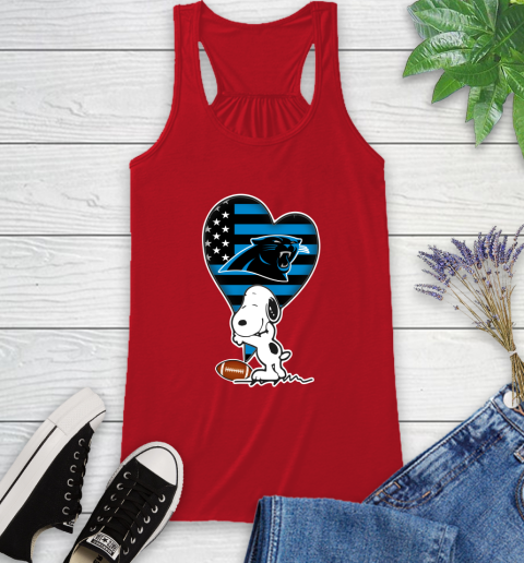 Carolina Panthers NFL Football The Peanuts Movie Adorable Snoopy Racerback Tank 6