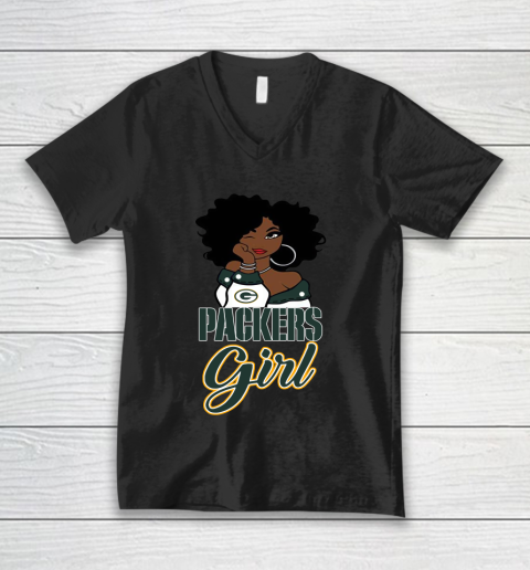 Green Bay Packers Girl NFL V-Neck T-Shirt