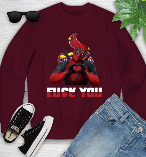 MLB St.Louis Cardinals Deadpool Love You Fuck You Baseball Sports Youth Sweatshirt 4
