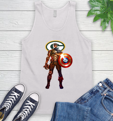 NFL Captain America Marvel Avengers Endgame Football Sports Green Bay Packers Tank Top