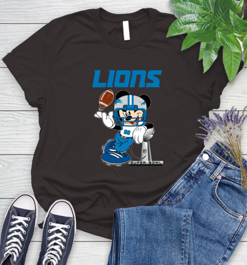 NFL Detroit Lions Mickey Mouse Disney Super Bowl Football T Shirt Women's T-Shirt 8