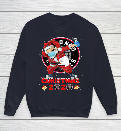 Toronto Raptors Funny Santa Claus Dabbing Christmas 2020 NBA Youth Sweatshirt 2