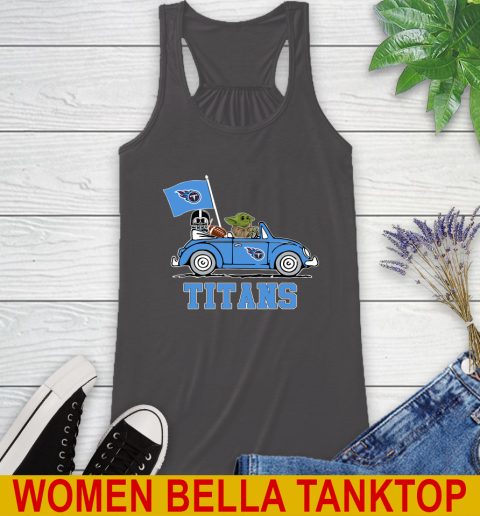 NFL Football Tennessee Titans Darth Vader Baby Yoda Driving Star Wars Shirt Racerback Tank 12