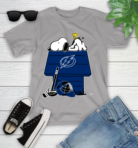 Tampa Bay Lightning NHL Hockey Snoopy Woodstock The Peanuts Movie Youth T-Shirt 4