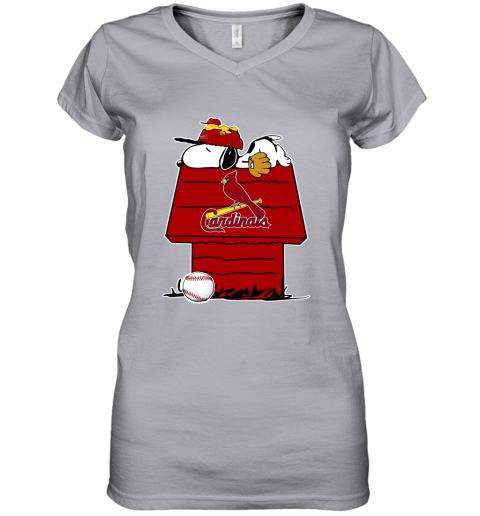 MLB St.Louis Cardinals Snoopy Woodstock The Peanuts Movie Baseball T Shirt  V-Neck T-Shirt