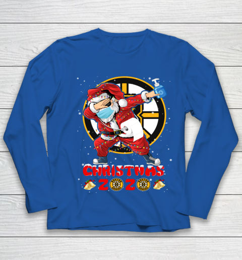 Boston Bruins Funny Santa Claus Dabbing Christmas 2020 NHL Youth Long Sleeve 7