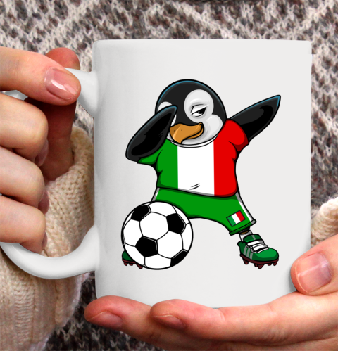 Dabbing Penguin Italy Soccer Fans Jersey Flag Football Lover Ceramic Mug 11oz
