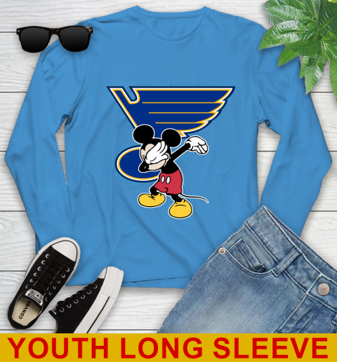 St.Louis Blues NHL Hockey Dabbing Mickey Disney Sports Youth Long Sleeve 8