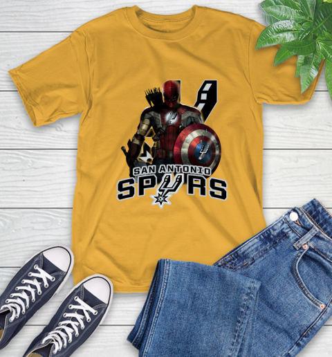 San Antonio Spurs NBA Basketball Captain America Thor Spider Man Hawkeye Avengers T-Shirt 3