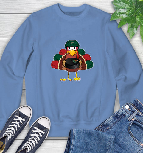 Minnesota Wild Turkey Thanksgiving Day Sweatshirt 11