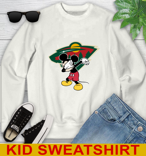Minnesota Wild NHL Hockey Dabbing Mickey Disney Sports Youth Sweatshirt