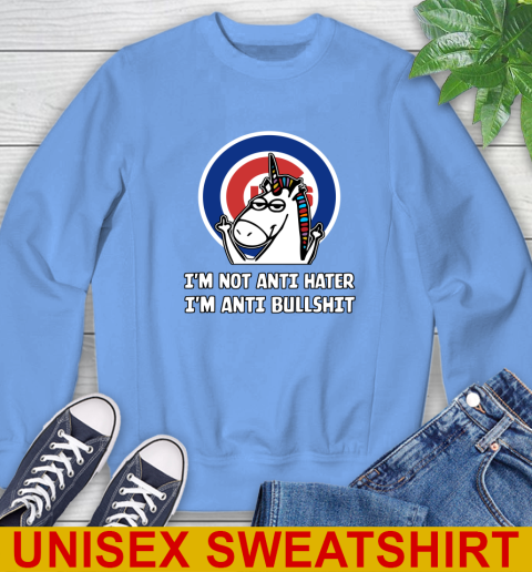Chicago Cubs MLB Baseball Unicorn I'm Not Anti Hater I'm Anti Bullshit Sweatshirt - Image 12