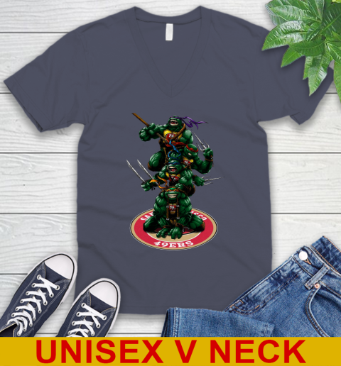 NFL Football San Francisco 49ers Teenage Mutant Ninja Turtles Shirt V-Neck T-Shirt 8