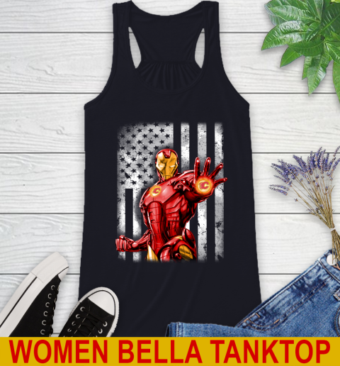 Calgary Flames NHL Hockey Iron Man Avengers American Flag Shirt Racerback Tank 8