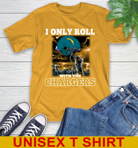 Los Angeles Chargers NFL Football I Only Roll With My Team Sports T-Shirt - Image 3