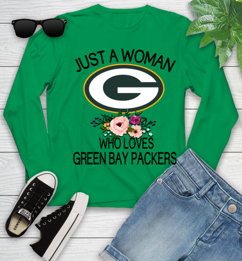 NFL Just A Woman Who Loves Green Bay Packers Football Sports Youth Long Sleeve 4