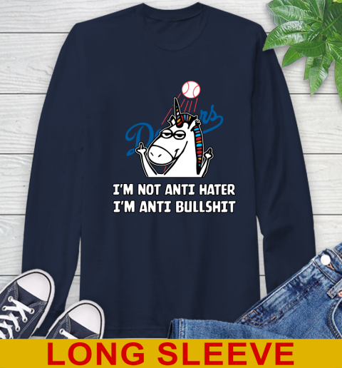 Los Angeles Dodgers MLB Baseball Unicorn I'm Not Anti Hater I'm Anti Bullshit Long Sleeve T-Shirt 4