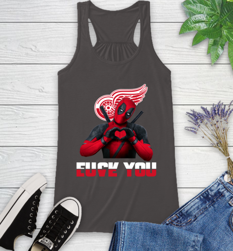 NHL Detroit Red Wings Deadpool Love You Fuck You Hockey Sports Racerback Tank 11