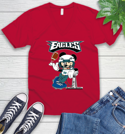 NFL Philadelphia Eagles Mickey Mouse Disney Super Bowl Football T Shirt V-Neck T-Shirt 8