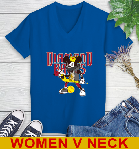 Arizona Diamondbacks MLB Baseball Mickey Peace Sign Sports Women's V-Neck T-Shirt 11
