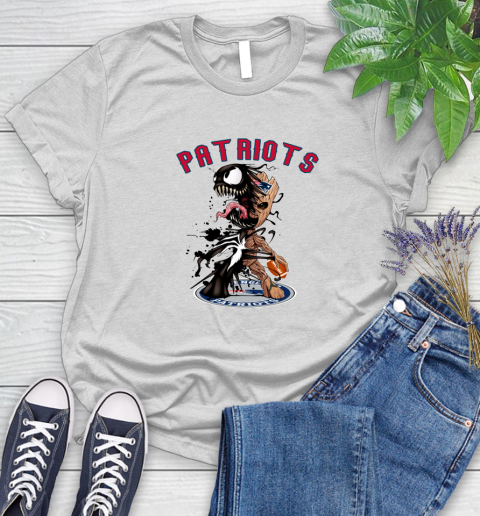 NFL New England Patriots Football Venom Groot Guardians Of The Galaxy Women's T-Shirt