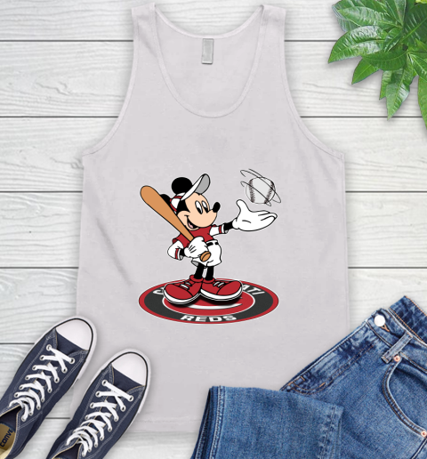 MLB Baseball Cincinnati Reds Cheerful Mickey Disney Shirt Tank Top - Image 3