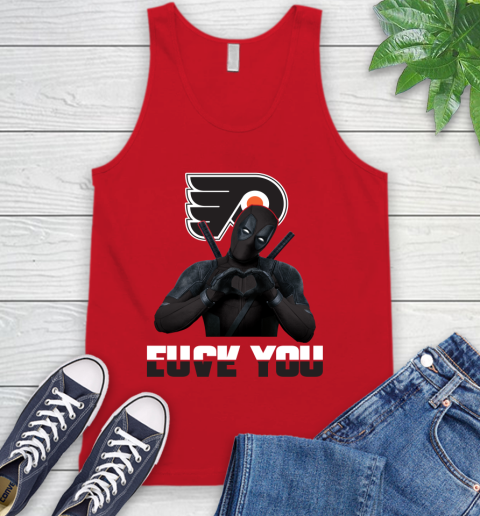 NHL Philadelphia Flyers Deadpool Love You Fuck You Hockey Sports Tank Top 5