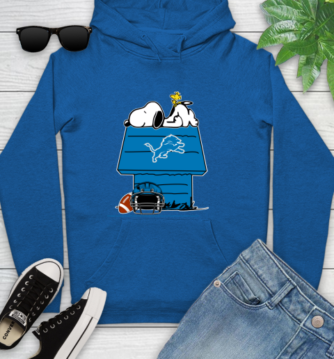 Detroit Lions NFL Football Snoopy Woodstock The Peanuts Movie Youth Hoodie 9