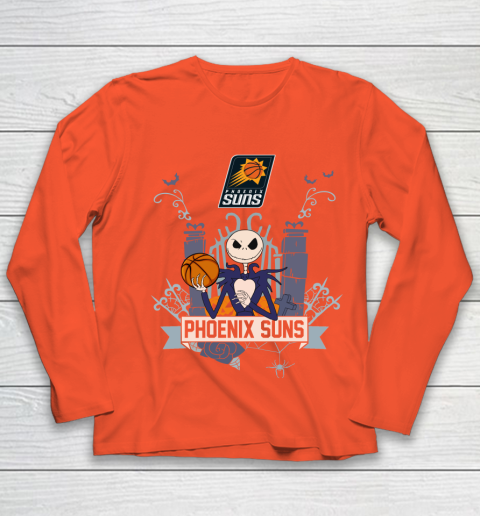 NBA Phoenix Suns Basketball Jack Skellington Halloween Youth Long Sleeve 3