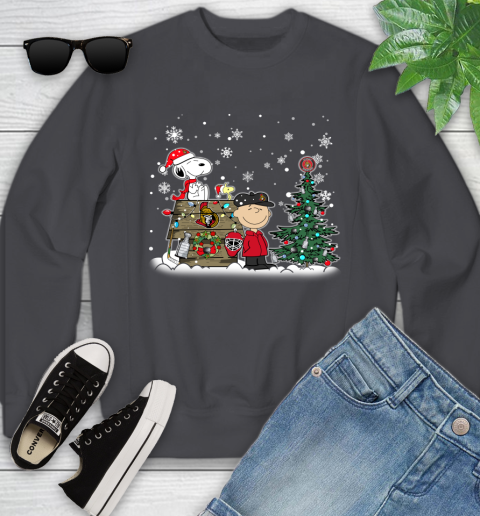 NHL Ottawa Senators Snoopy Charlie Brown Woodstock Christmas Stanley Cup Hockey Youth Sweatshirt 5