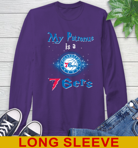 NBA Basketball Harry Potter My Patronus Is A Philadelphia 76ers Long Sleeve T-Shirt 5