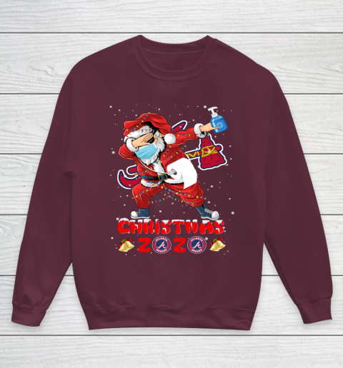 Atlanta Braves Funny Santa Claus Dabbing Christmas 2020 MLB Youth Sweatshirt 4