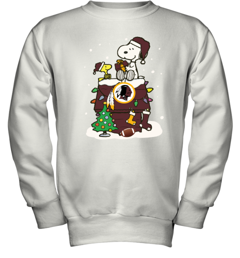 A Happy Christmas With Washington Redskins Snoopy Youth Sweatshirt