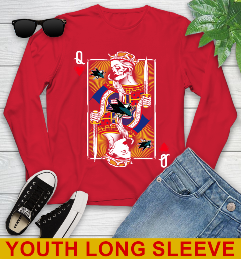 NHL Hockey San Jose Sharks The Queen Of Hearts Card Shirt Youth Long Sleeve - Image 12