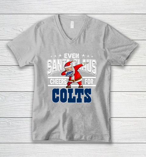 Indianapolis Colts Even Santa Claus Cheers For Christmas NFL V-Neck T-Shirt 3