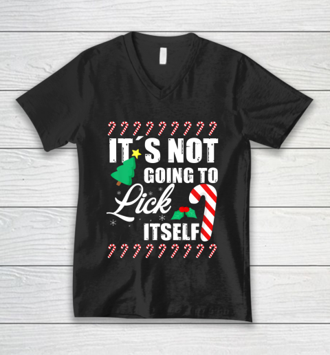 Mens Its Not Going To Lick Itself Motive for a Cool Santa Claus V-Neck T-Shirt