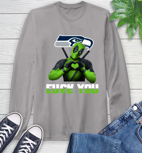 NHL Seattle Seahawks Deadpool Love You Fuck You Football Sports Long Sleeve T-Shirt 6
