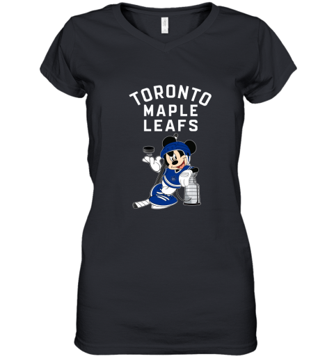 Mickey Toronto Maple Leafs With The Stanley Cup Hockey NHL Women's V-Neck T-Shirt
