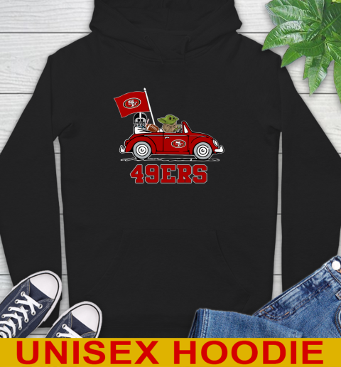 NFL Football San Francisco 49ers Darth Vader Baby Yoda Driving Star Wars Shirt Hoodie 2