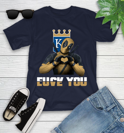 MLB Kansas City Royals Deadpool Love You Fuck You Baseball Sports Youth T-Shirt 2