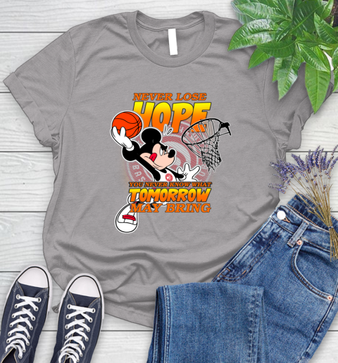 Atlanta Hawks NBA Basketball Mickey Disney Never Lose Hope Women's T-Shirt 5