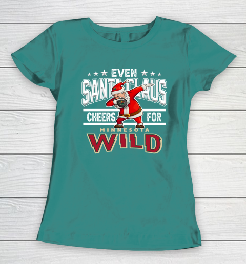 Minnesota Wild Even Santa Claus Cheers For Christmas NHL Women's T-Shirt 10