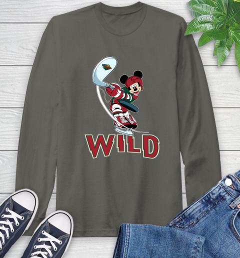 NHL Hockey Minnesota Wild Cheerful Mickey Mouse Shirt Long Sleeve T-Shirt 9