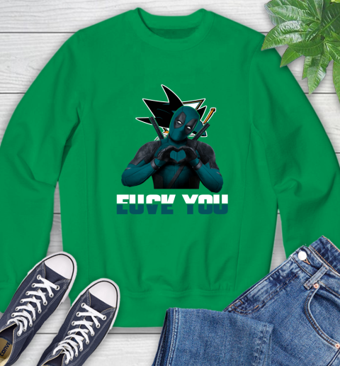 NHL San Jose Sharks Deadpool Love You Fuck You Hockey Sports Sweatshirt - Image 8