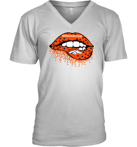 Denver Broncos Lips Inspired V-Neck T-Shirt