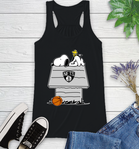 Brooklyn Nets NBA Basketball Snoopy Woodstock The Peanuts Movie Racerback Tank 2