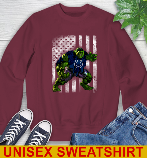 Indianapolis Colts Hulk Marvel Avengers NFL Football American Flag Sweatshirt 6
