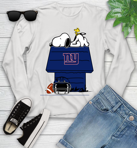 New York Giants NFL Football Snoopy Woodstock The Peanuts Movie Youth Long Sleeve